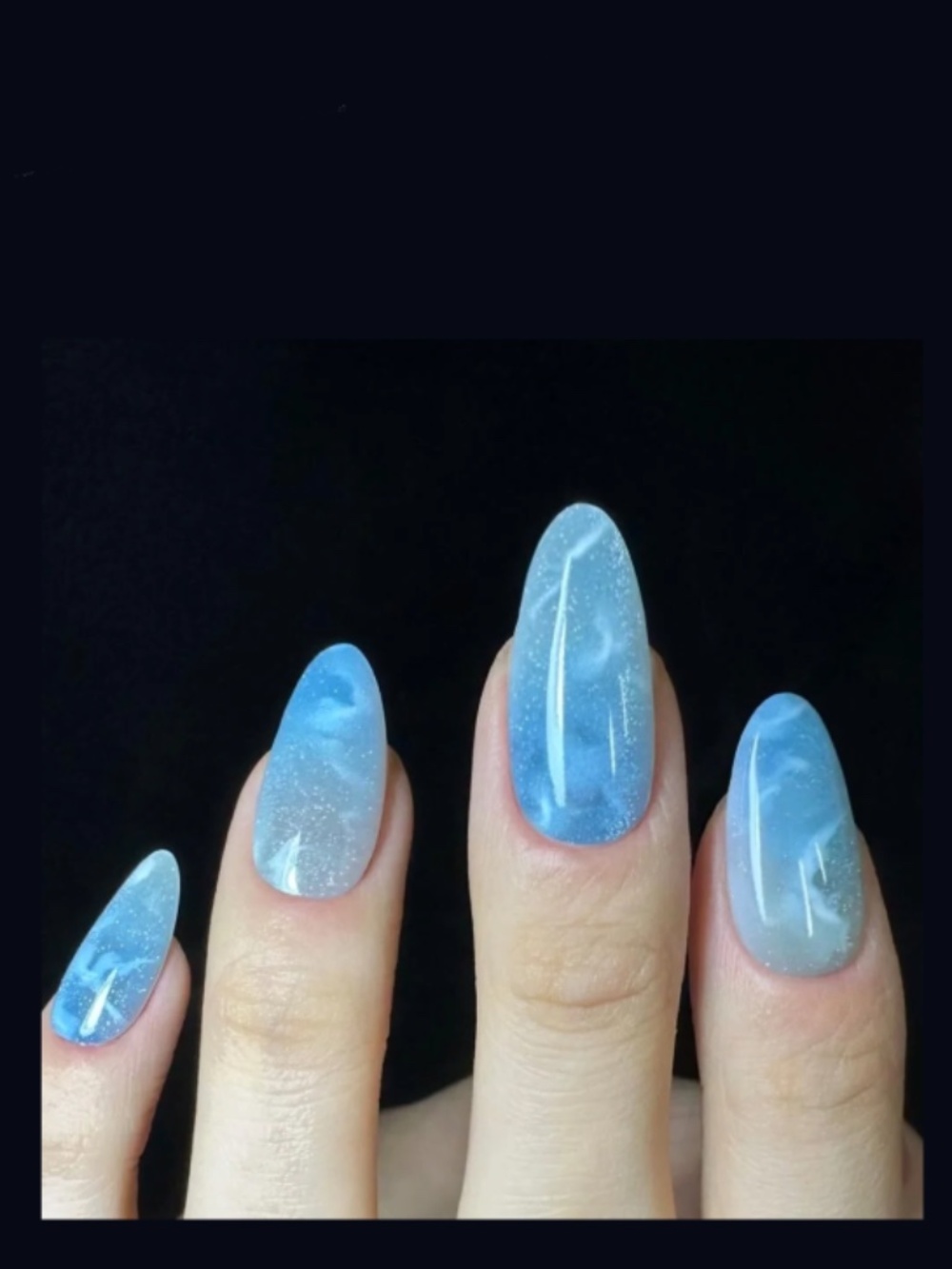 Blue Ice Age Almond Press-On Nail Set